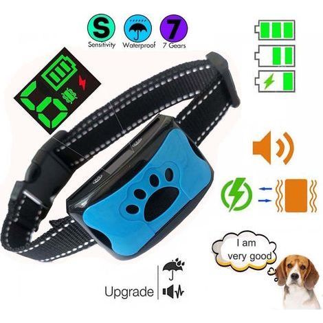 Collier anti-aboiement automatique intelligent avec tonalités d'avertissement et vibrations — Collier de dressage pour chien rechargeable (1/4)