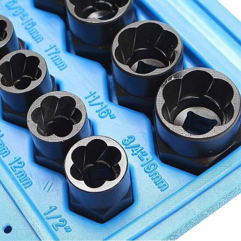 Set di 13 bussole estrattori per dadi Set di bussole estrattori per bulloni tondi Estrattori per viti a testa esagonale Estrattore per prigionieri danneggiati per materiali da 8 a 19 mm, 13 misure (1/4)
