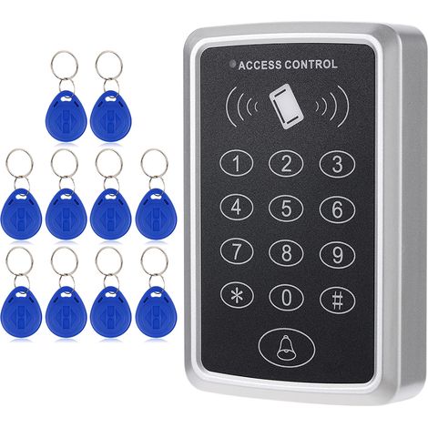 125-kHz-RFID-Zutrittskontrolle für einzelne Türen mit Tastatur und 10 EM4100-Handsendern, modernes und eigenständiges Sicherheitssystem (1/5)