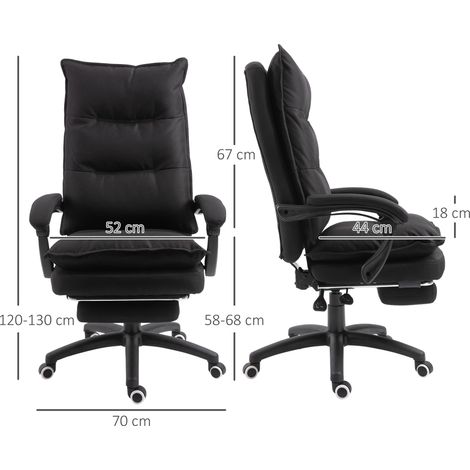 Fauteuil de bureau réglable en hauteur avec 6 points de massage, revêtement en tissu aspect lin, 70 x 62 x 120-130 cm, noir (1/5)