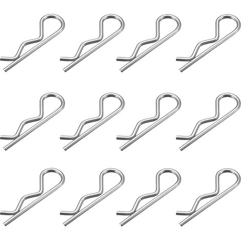 R-Clips Lot de 30 goupilles à ressort 2 x 40 mm, goupilles à ressort de sécurité, goupilles de sécurité, dispositif d'attelage, pince de sécurité simple à ressort, anneau de sécurité pour tondeuse à (1/5)