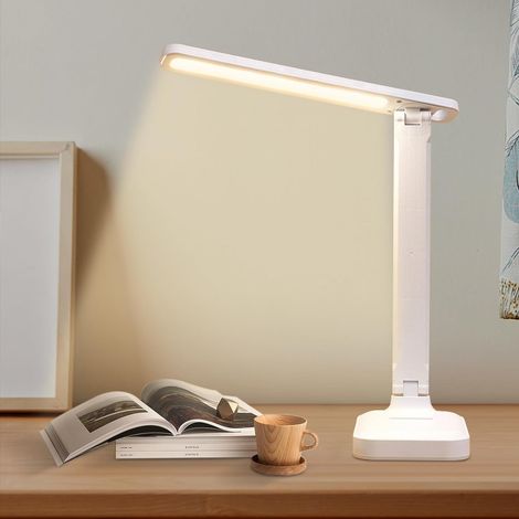 Lampe de bureau LED, pliable, 3 niveaux d'éclairage de couleur, chargement USB, commande tactile, avec protection des yeux (1/5)
