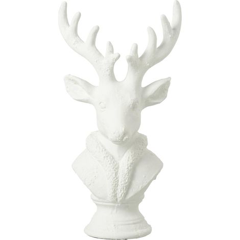 Tête de Cerf en Résine "Courchevel" 38cm Blanc (1/5)