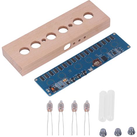 Kit d'horloge à tube lumineux IN14 à monter soi-même, boîtier en bois de hêtre, module d'éclairage, interface USB 5V (1/5)