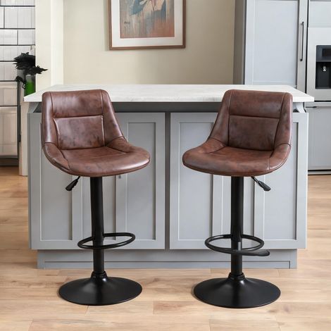 Tabouret de bar marron en cuir PU 46,5 x 50 x 108 cm (1/5)