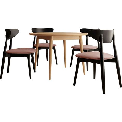 Conjunto de mesas y sillas para comedor Racine 134, Magic Velvet 2258 + Negro, 76x0x0cm, Diámetro: 120, Número de asientos: 4, Estilo: Contemporary (1/5)