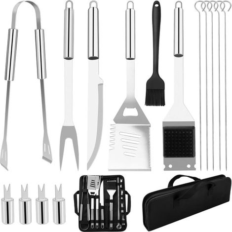 Ensemble de 15 accessoires pour barbecue, ustensiles en acier inoxydable, kit d'accessoires de barbecue portable avec sac de rangement (1/5)