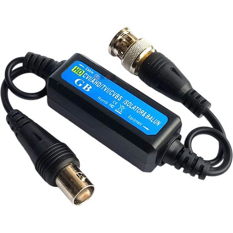 1 Isolateur de boucle de masse, Balun vidéo coaxial BNC mâle femelle, Compatible HD-TVI CVI AHD CVBS, Pour caméra surveillance (1/5)