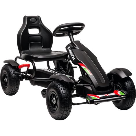 Kinder-Gokart, verstellbarer Sitz, Handbremse, ab 5 Jahren, 121 x 58 x 61 cm, Schwarz (1/5)