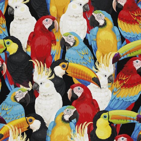 TISSUS DÉCORATIFS D'EXTÉRIEUR OXFORD - Motif Perroquets Colorés I DX712 (1/5)