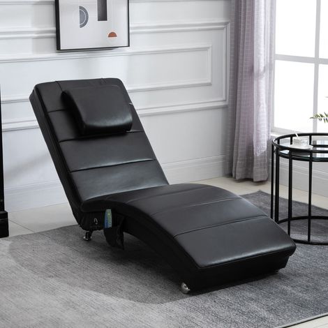 Fauteuil de relaxation massant en simili cuir, 8 points de massage, 58 x 163 x 87 cm, noir DESVIAE (1/5)
