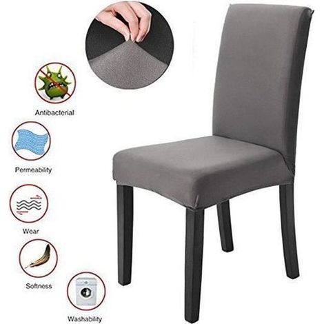 Lot de 6 Housses de chaise - Gris (1/3)