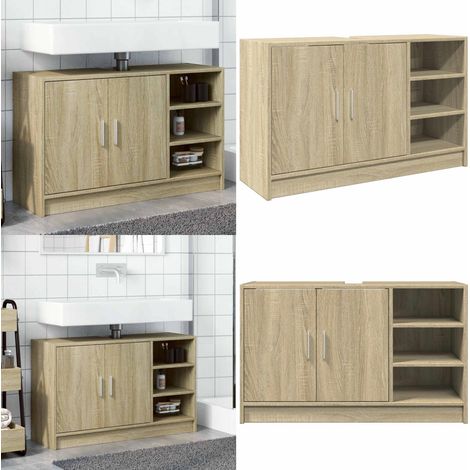 Waschbeckenunterschrank Sonoma-Eiche 90x29x55 cm Holzwerkstoff - Waschtischunterschrank - Badezimmermöbel - Holzwerkstoff - Sonoma-Eiche - Badschränkchen - Home & Living