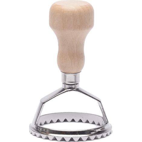 Machine à raviolis avec couteau, machine à raviolis avec manche en bois et coupe-pizza, moule à raviolis carrés et ronds pour biscuits, pâtes, dumplings (lot de 5) (1/5)