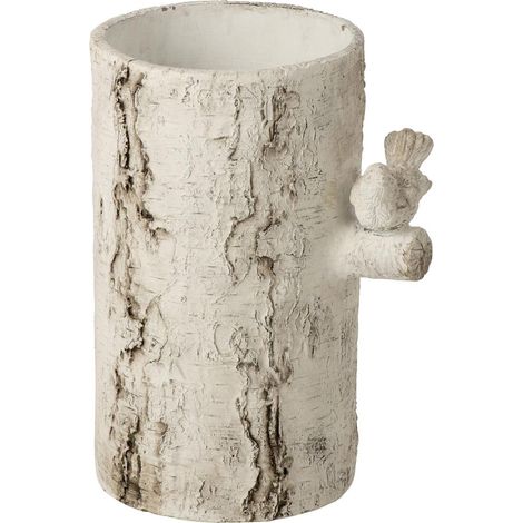 Vase Oiseau en Ciment "Aya" 40cm Blanc Cassé