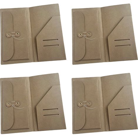 Lot de 4 pochettes en papier kraft léger, style vintage, polyvalentes, idéales pour les voyages et les agendas. (1/5)