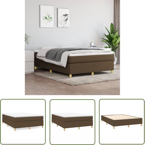 The Living Store Bettgestell ohne Matratze Dunkelbraun 140x200 cm Stoff - Bettes - Doppelbett - Boxspringbetten - Lattenrost - Holzrahmen (1/5)