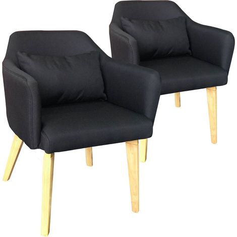 Lot de 2 fauteuils scandinaves Dantes Tissu Noir