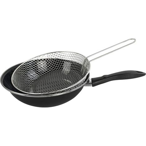 Megafesa - 01102881, Padella per friggere, con cestello, 26 cm, Nero (1/5)