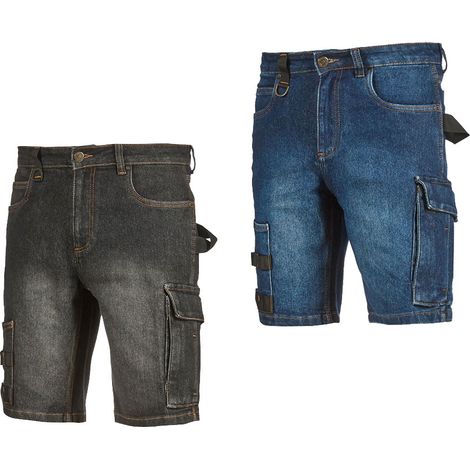 Pantalones cortos de trabajo multibolsillos U-Power Salt - S - Blue Jeans (1/3)