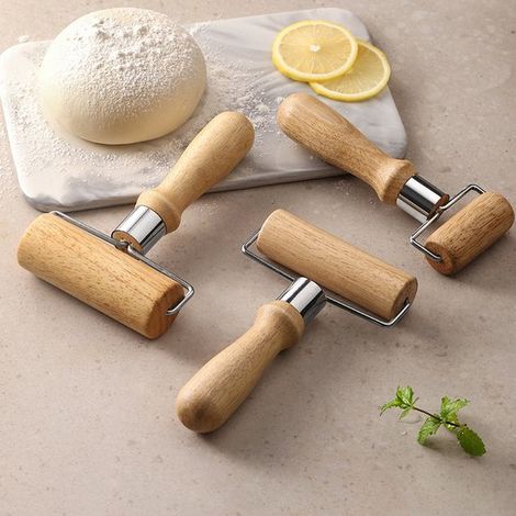 Rouleau à pâtisserie (2 pièces) : petit et moyen rouleau à pâtisserie en bois pour étaler la pâte, les pâtes, les pizzas, les desserts et les pâtisseries. (1/4)