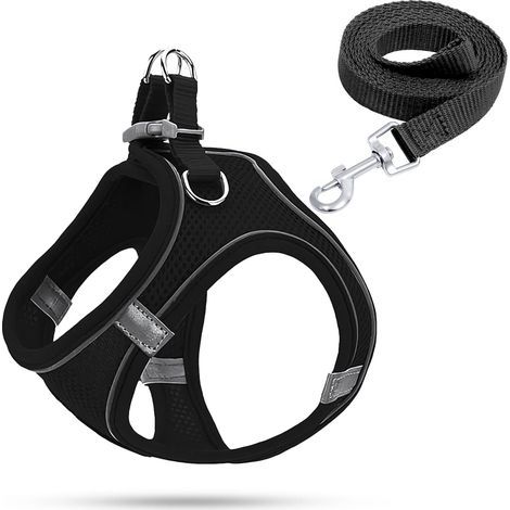 Harnais Chiot,Garnais Chien Lumineux,Harnais Anti Traction pour Petit Chien(Noir,M) (1/5)