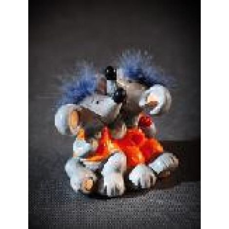 Keramikmausfiguren mit flauschigem Haar
