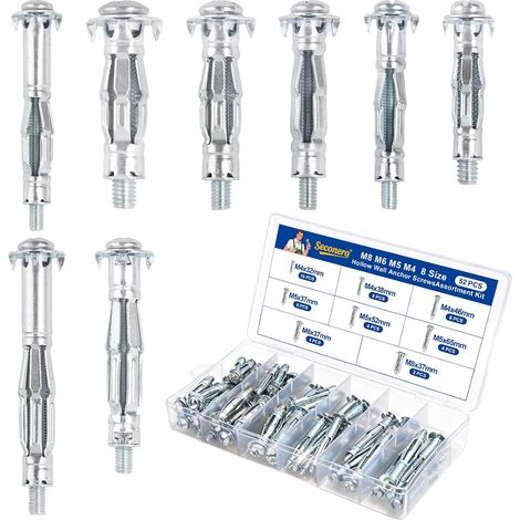 Assortiment de 52 Boulons d'ancrage creux, Cheville Placo (1/5)
