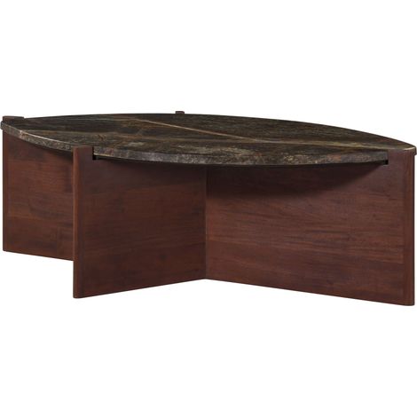 Couchtisch Akazie 115x65x35 braun lackiert / Marmor grün ORGANIC COLLECTION 27 (1/4)