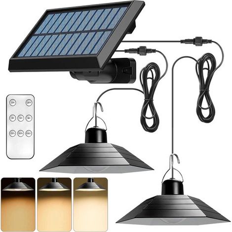 Solarlampe für den Innen- und Außenbereich – Doppelkopf – Schwarz – Mit Fernbedienung (1/2)