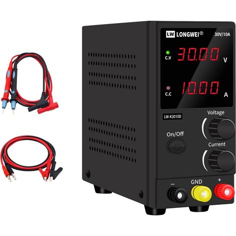 Alimentation Laboratoire 30V 10A,Alimentation Variable, Alimentation de Laboratoire ,Appliqué à l'enseignement,Laboratoire, DIY,electrolyseur,avec Pince Crocodile, Cordon de Test (1/5)
