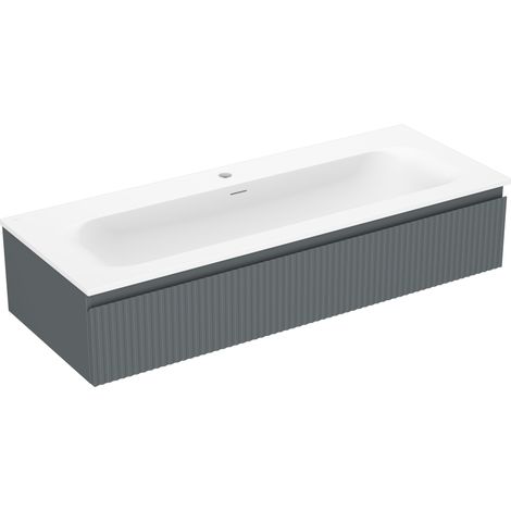 Mexen Rivel Badezimmerschrank 120 cm mit Waschbecken Vela, 1 Schublade, geriffelt, Grafit matt/Weiß matt - 91A20-12023-1-BF66-W (1/5)