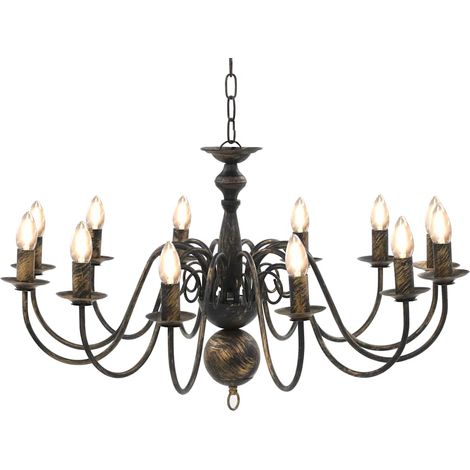vidaXL Candelabro Stile Anticato Nero 12 Lampadine E14 (1/5)