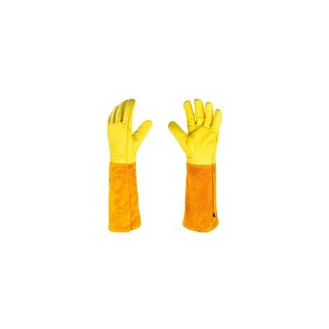 Gartenhandschuhe (Paar) – Lederschutz – Gartenhandschuhe für Dornen und Gestrüpp, Arbeitshandschuhe – Größe M – Crezuo
