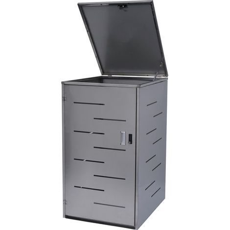 Copribidone XL singolo box spazzatura rifiuti HHG-389 98x71x116cm acciaio inox