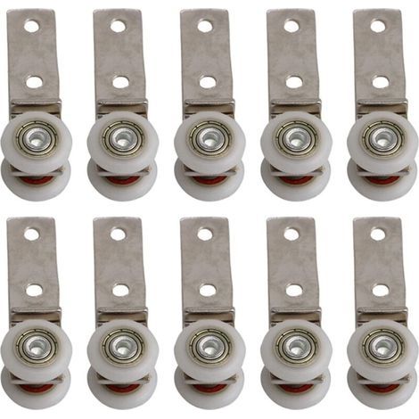 Coude de conduit en métal 6,5 x 1,9 cm – Bloc de poulie avec 2 roulettes en plastique – Support jusqu'à 40 kg pour porte coulissante (1/5)