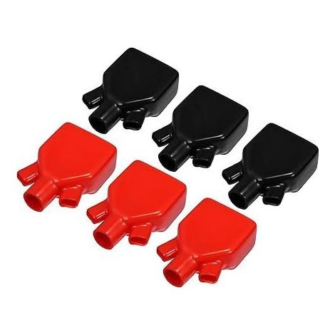BRAVIX 3 Paar Batteriepolkappen mit Isolierung, 87 mm Länge, 16 mm (0,63 Zoll) Universalkappe für Auto-, Motorrad- und LKW-Batteriepole, rot und schwarz (1/5)