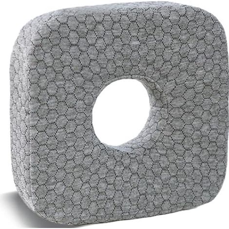 Coussin orthopédique pour piercing d'oreille avec trou central, tissu hypoallergénique et respirant, pour les personnes dormant sur le côté et l'utilisation de bouchons d'oreille, gris-AquaForge (1/5)