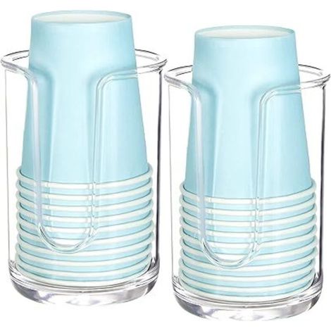 Lot de 2 Distributeur de Gobelets en Papier, Distributeur Porte Gobelet Plastique, Distributeur de Gobelets (1/3)
