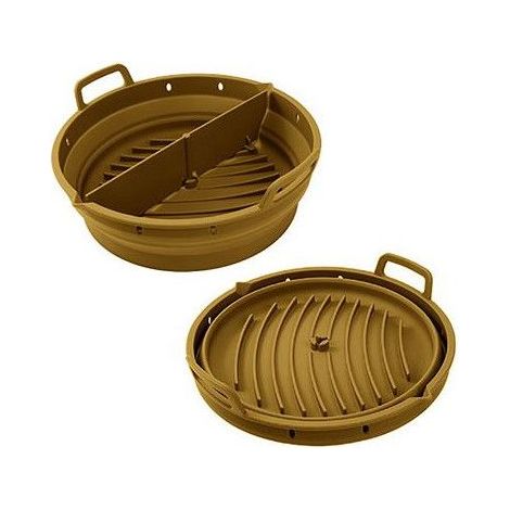 Stampo airfryer pieghevole in silicone - POINT VIRGULE - 20x20x9 cm - Marrone - Compatibile con airfryer