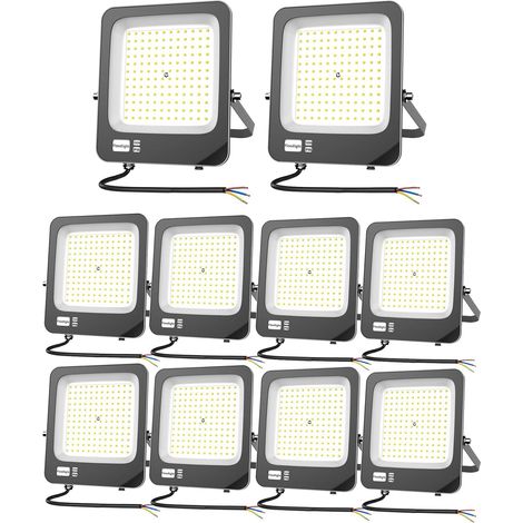 Projecteur LED Extérieur 100W, Spot LED Extérieur IP66 Etanche Luminaire Exterieur de Sécurité,6500K Blanc Froid Super Lumineux Eclairage Exterieur Murale pour Cour,Jardin,Garage,Patio-10 Pack