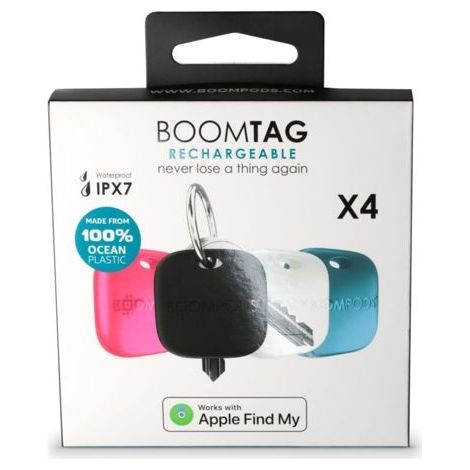 Boompods Boomtag Rechargeable 4er Black, Blue, White, Pink