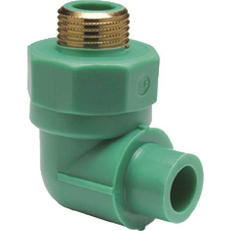 "GOMITO A 90° MASCHIO FILETTATO/MASCHIO IN PPR VERDE PN25 Ø20 x 1/2""""M"