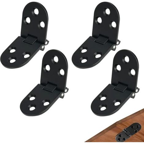Bisagra para puerta plegable, bisagra plana para puerta, bisagra plegable de solapa, bisagra plegable de aleación de zinc, paquete de 4, color negro. (1/5)