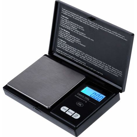 Balance de poche numérique 1000 g x 0,1 g, balance de cuisine, balance de bijoutier, mini balance électronique de poche - Noire-AquaForge (1/5)