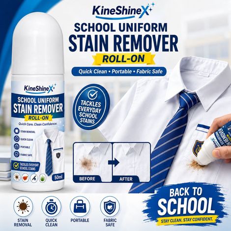 Détachant pour uniformes scolaires KineShineX à bille, portable, sans rinçage, élimine rapidement les taches d'encre, d'huile, de nourriture et d'herbe. (1/4)
