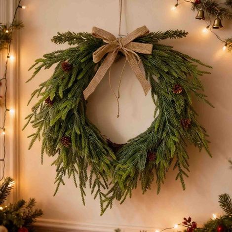 Guirlande De Noël - Guirlande Artificielle En Plastique - Pour Porte Fenêtre Mur Intérieur Extérieur - Diamètre 40 Cm - 1 Pièce (1/5)