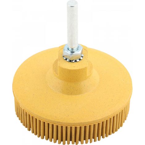 Disque de brosse à poils Meule abrasive de polissage abrasif en caoutchouc de brosse de 3 pouces pour le retrait de rouille de bavure(Jaune) (1/5)