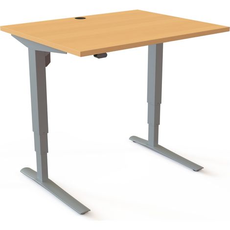 STIER Steh-Tisch 501-43 elektrisch höhenverstellbar 100 x 80cm Buche/Silber 65-125cm (1/3)
