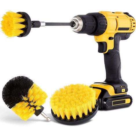 4 pcs Brosse à perceuse, diamètre 5 cm, avec rallonge télescopique, pour joints carrelage, douche, baignoire, cuisine et intérieur auto (1/5)